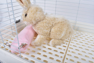 うさぎとペットボトルカバー　ケージの中で使用例